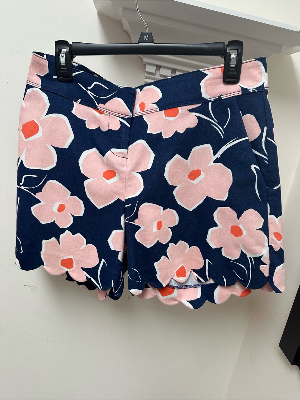 Isaac Mizrahi Navy Floral Scallop Hem Shorts - Pink Flowers